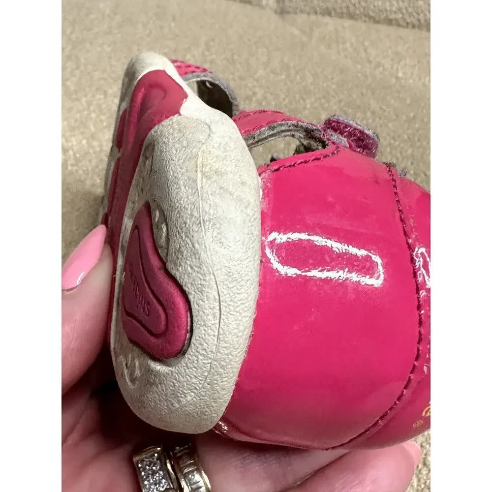 Stride Rite  Pink Purple Flower Leather Sandals Girls Size 6M